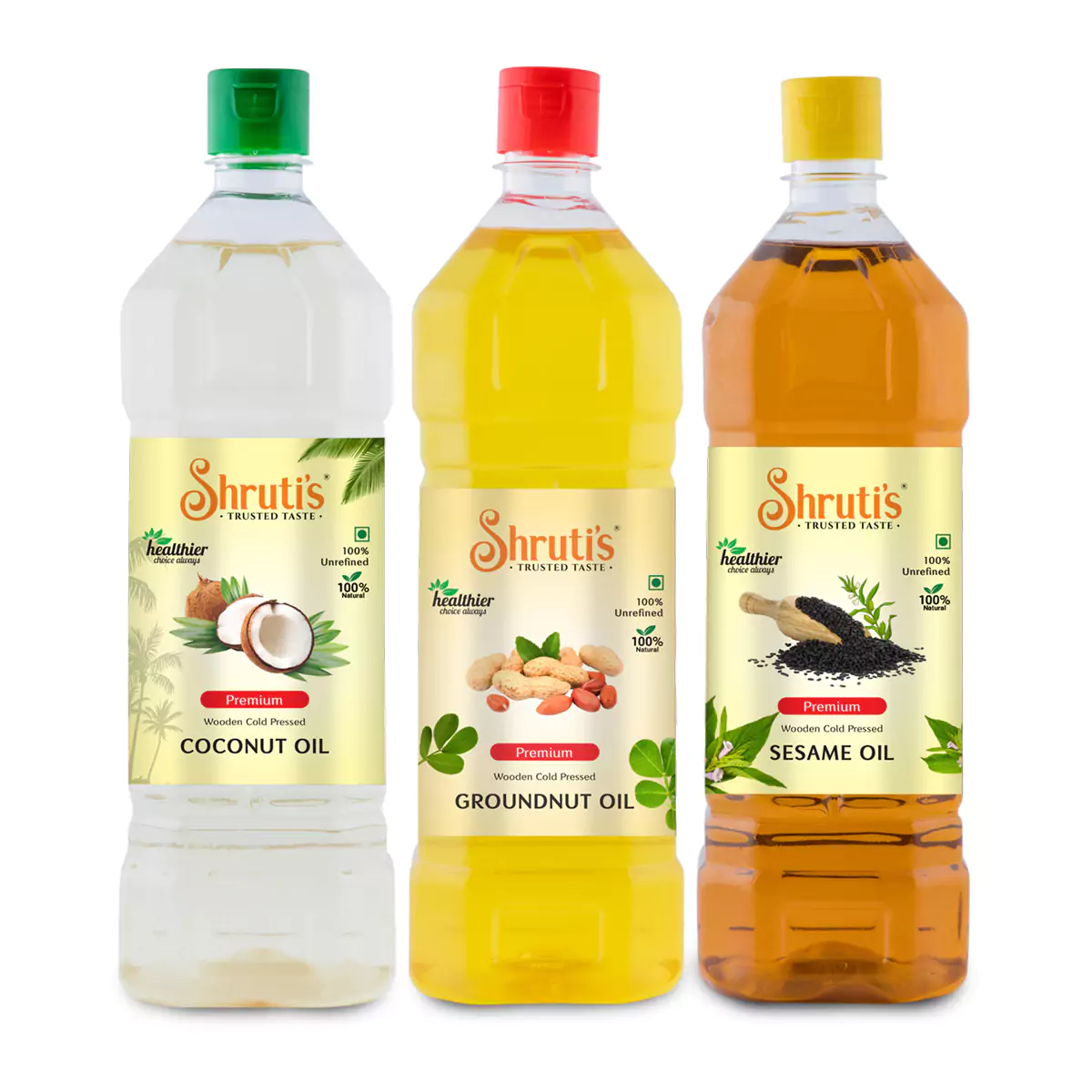 Shrutis Cold Pressed (kachi Ghani) Oil-Combo Pack
