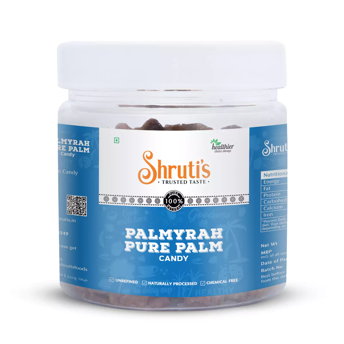 Shrutis Pure Palm Candy 250g Jar – Natural Sweetener rich in iron, B-complex vitamins, and minerals